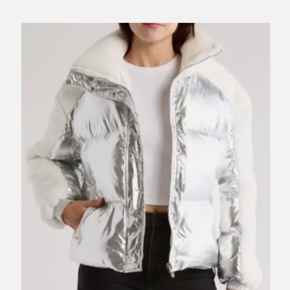 Blank NYC Silver and White Ski Jacket